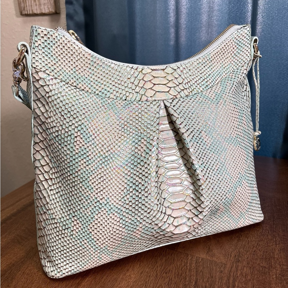 Brahmin NWOT Bristol Hobo-Opal Shimmer-Snake Embossed Leather-HTF-RARE